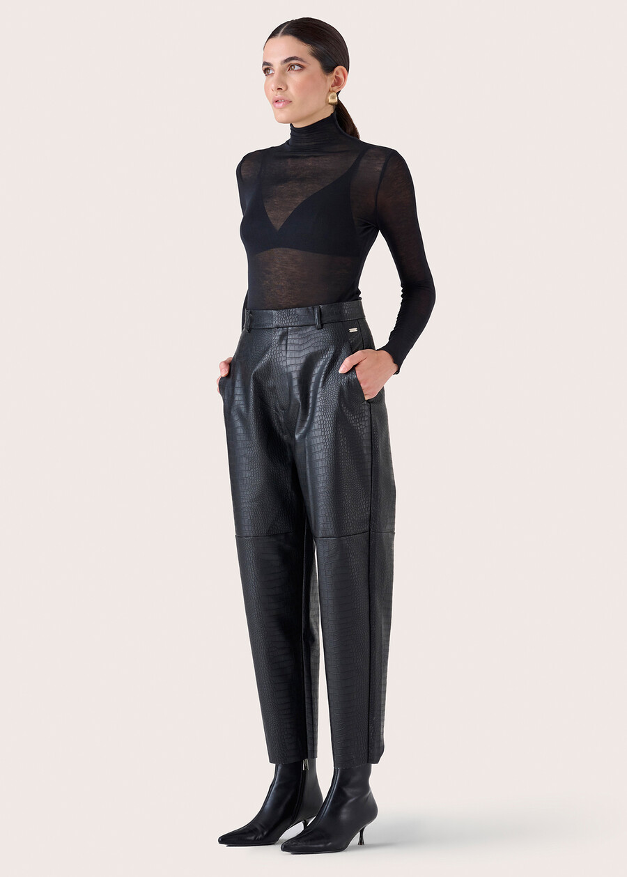 Peony eco-leather trousers NERO BLACK Woman , image number 3