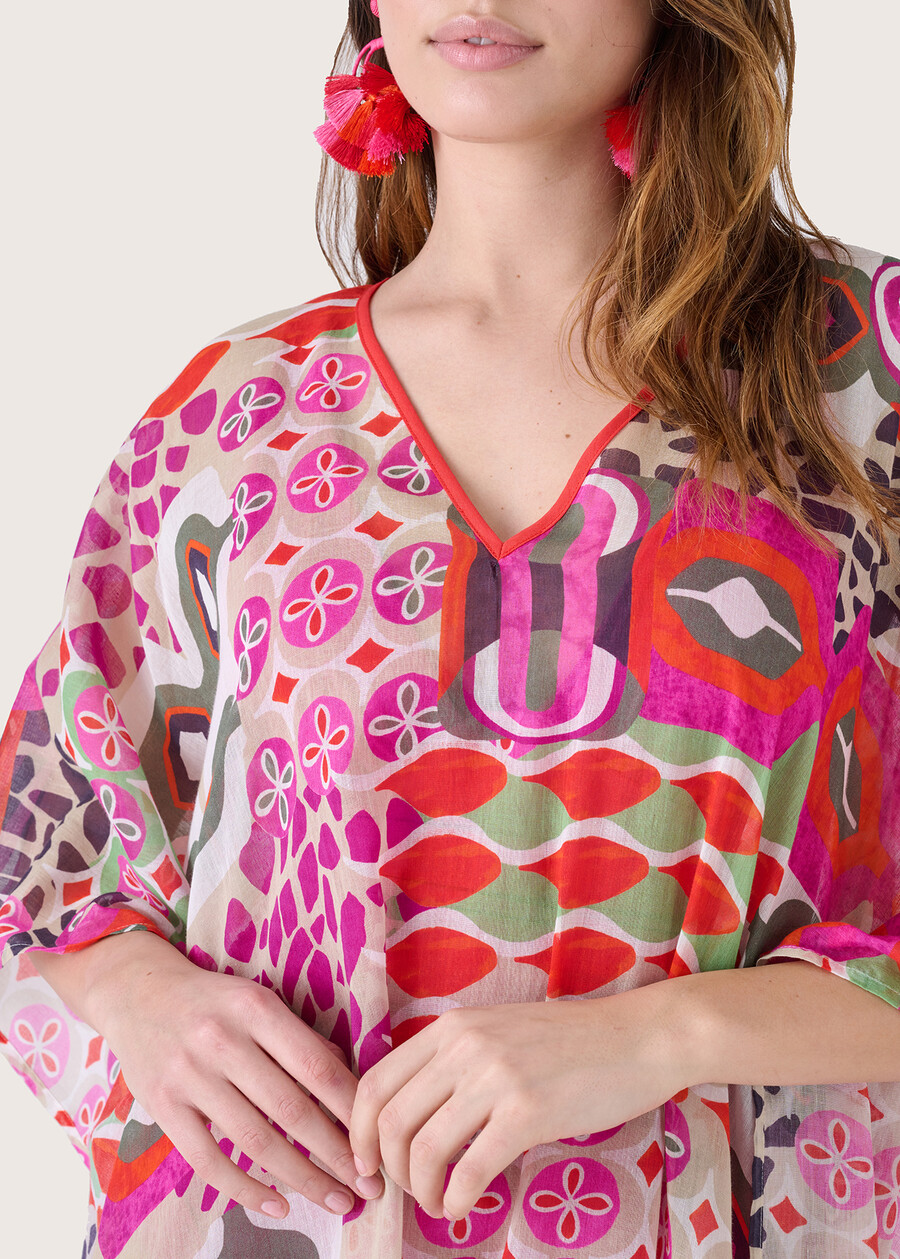 Bacco 100% cotton kaftan ROSA FUCSIA Woman , image number 3