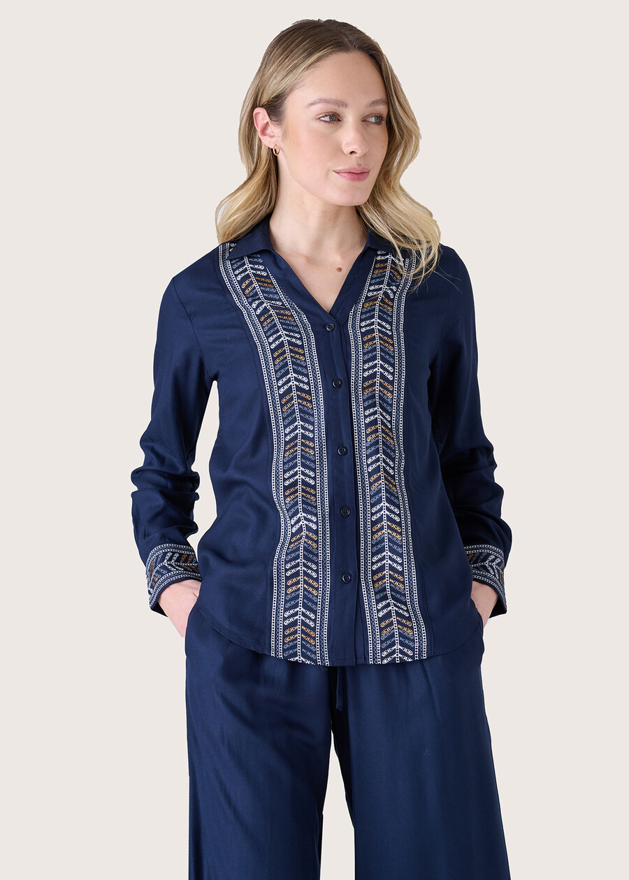 Cledi 100% rayon shirt BLUE OLTREMARE  Woman , image number 2
