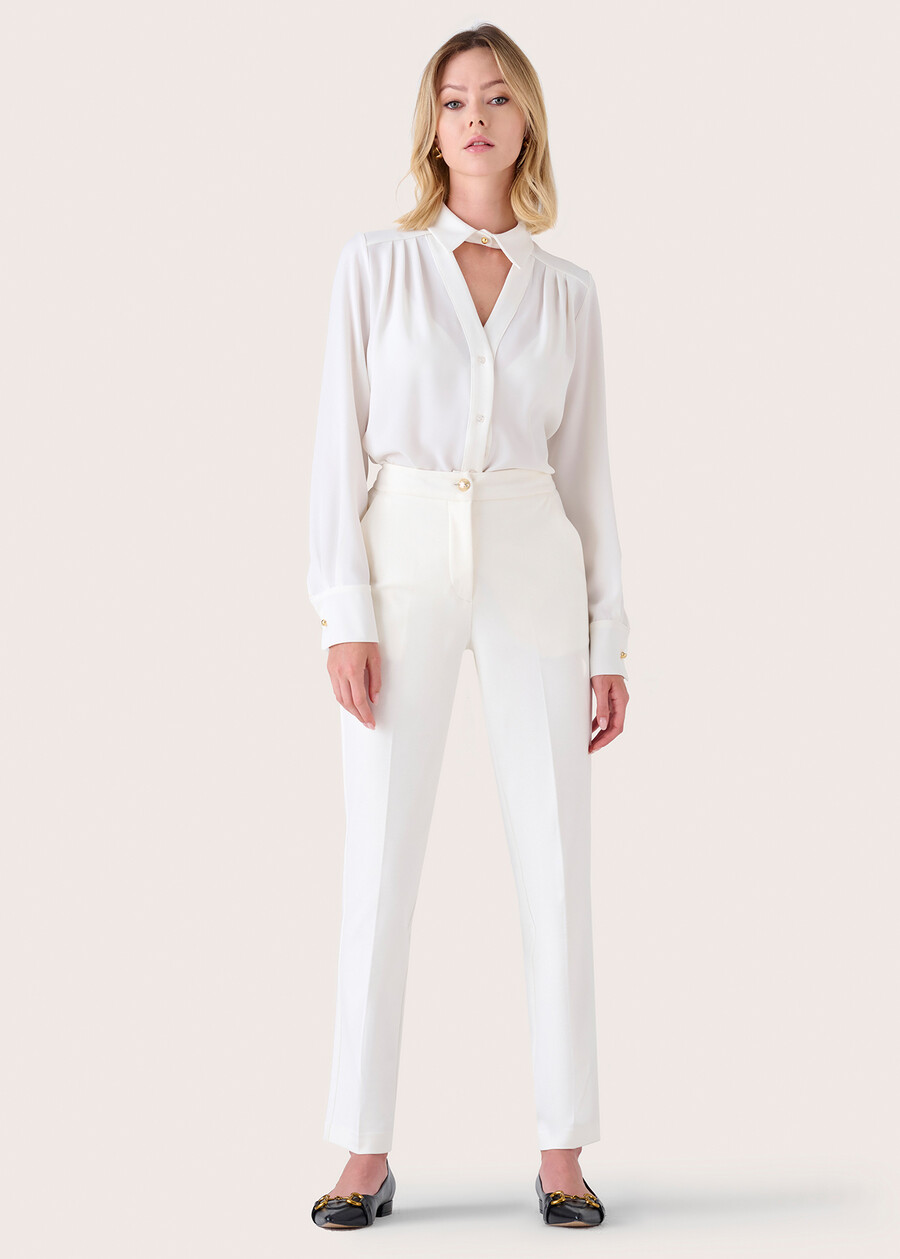 Alice trousers in Milano stitch BIANCO WHITE Woman , image number 3