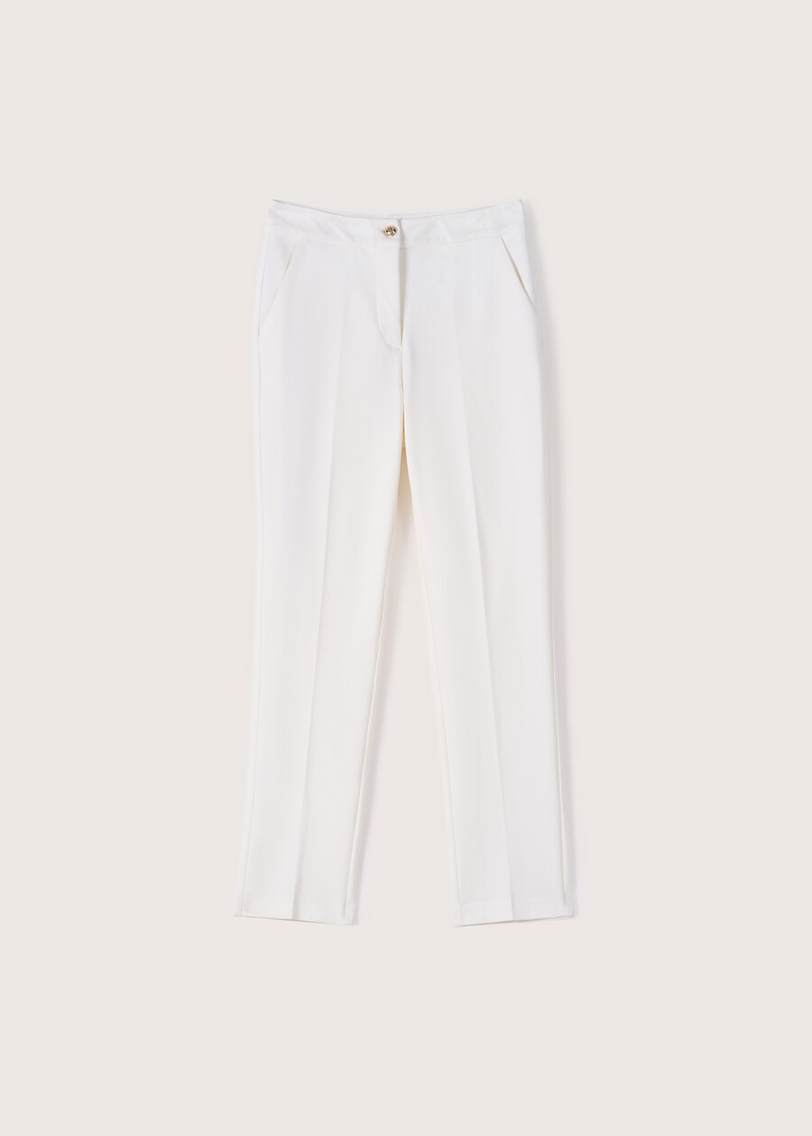 Alice trousers in Milano stitch BIANCO WHITE Woman , image number 7