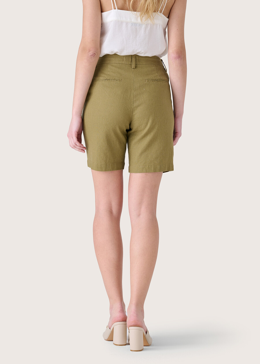 Boldi linen and cotton Bermuda shorts BIANCO WHITEVERDE ASPARAGO Woman , image number 4