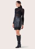 Genesi skirt in eco leather and trim NERO BLACK Woman image number 2