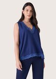 Tea top with lace BLUE OLTREMARE  Woman image number 1