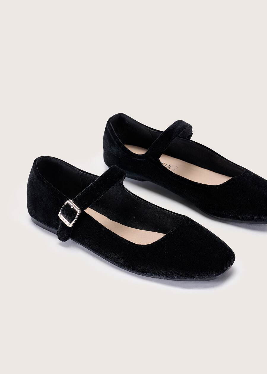 Saveria velvet ballerina shoes NERO BLACK Woman , image number 2