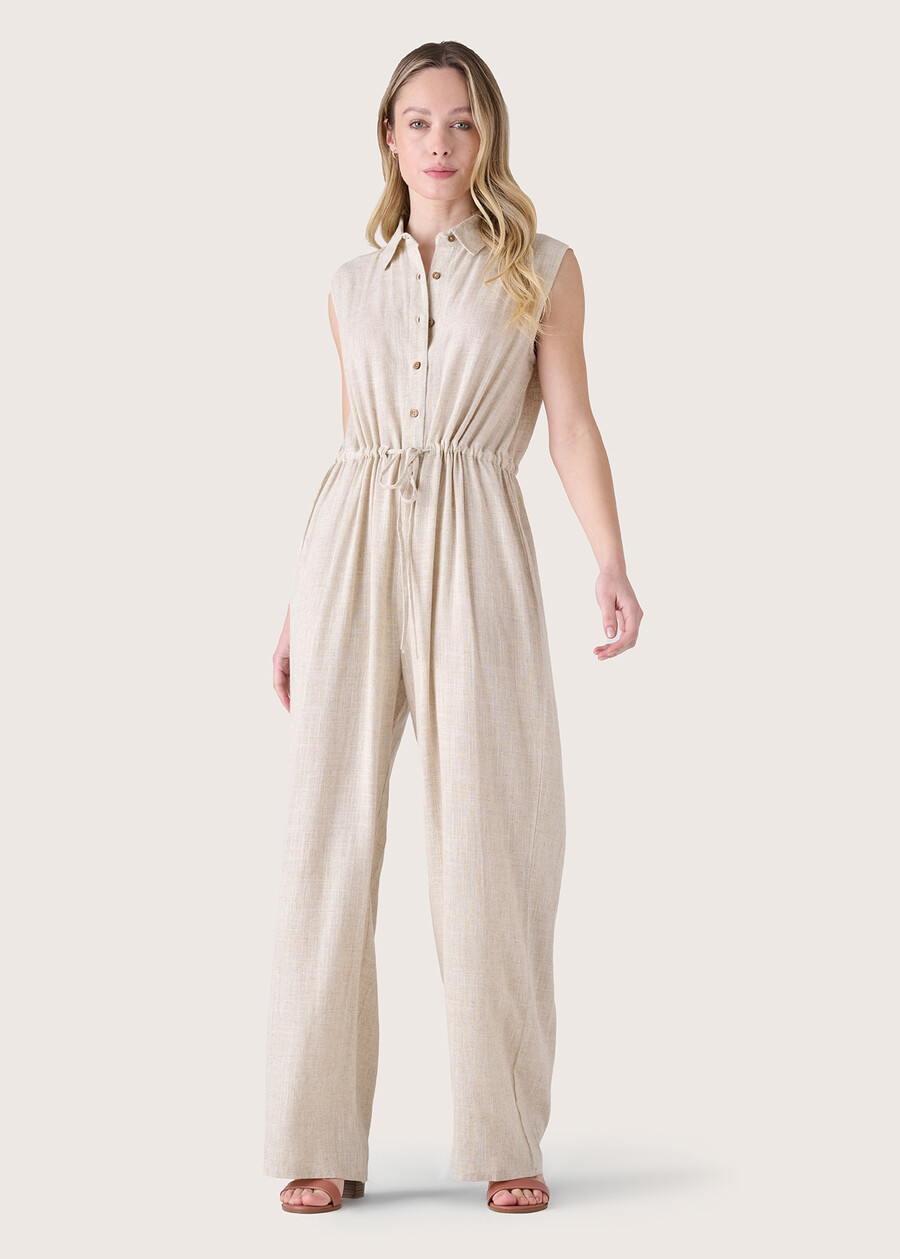 Tommy linen and viscose jumpsuit BEIGE NARCISO Woman , image number 1