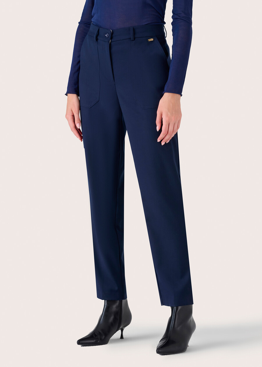 Lara trousers in polyviscose BLUE OLTREMARE Woman , image number 2