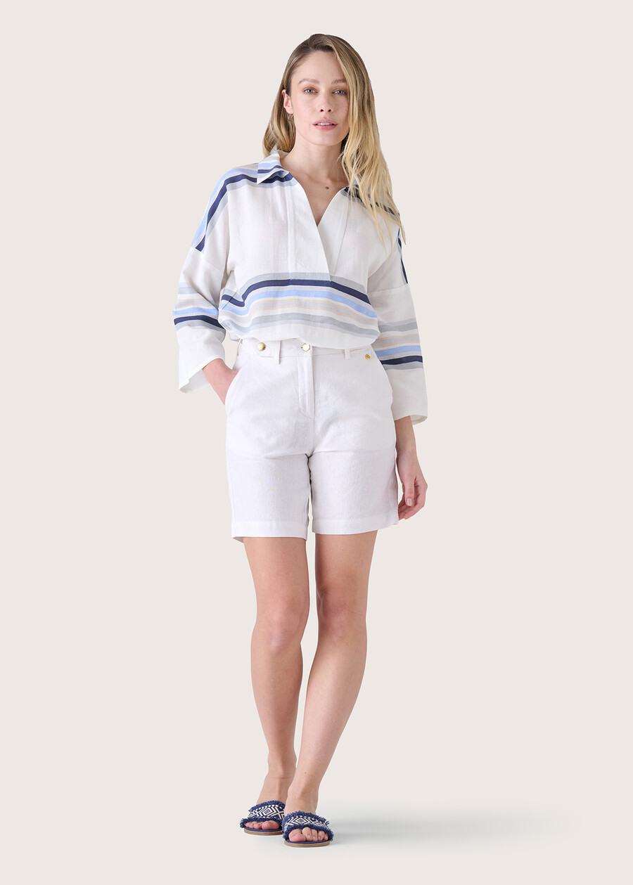 Boldi linen and cotton Bermuda shorts BIANCO WHITEVERDE ASPARAGO Woman , image number 1