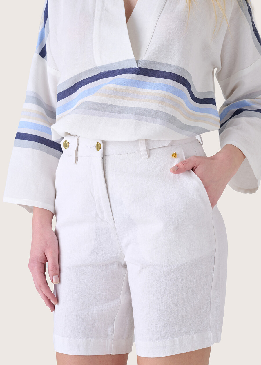 Boldi linen and cotton Bermuda shorts BIANCO WHITEVERDE ASPARAGO Woman , image number 3