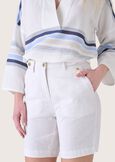 Boldi linen and cotton Bermuda shorts BIANCO WHITEVERDE ASPARAGO Woman image number 3