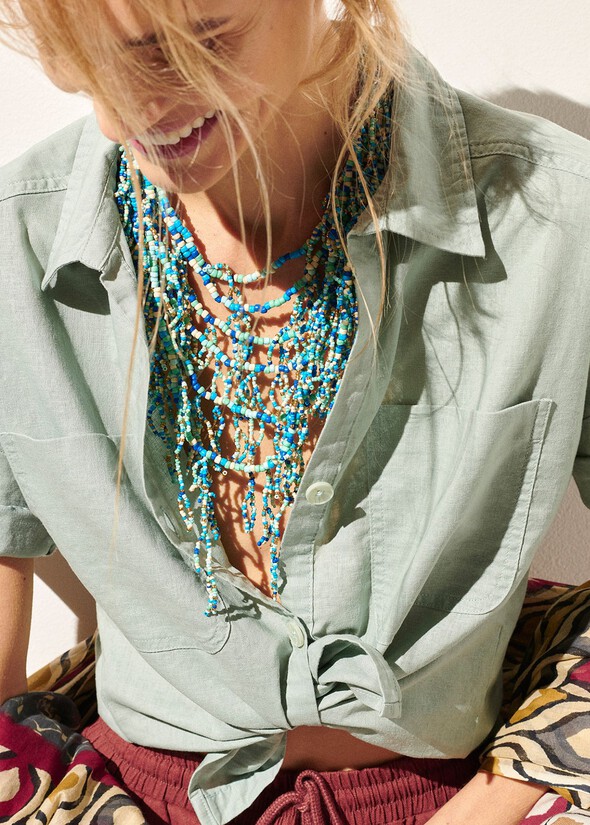 Gwen necklace with beads BLU Woman null