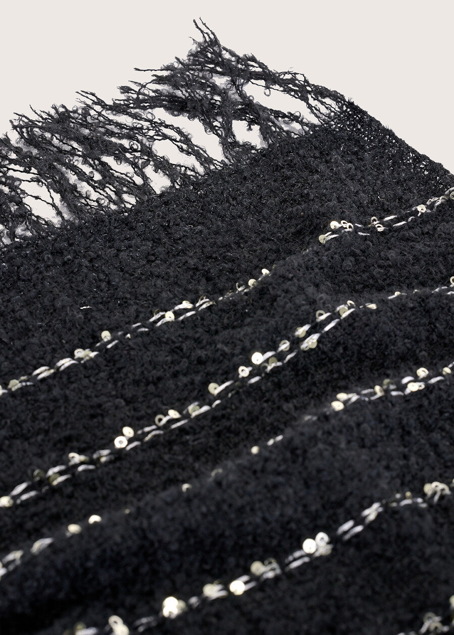 Stona bouclé fabric scarf NERO BLACK Woman , image number 1