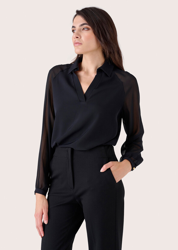 Caterina double-fabric blouse NERO BLACK Woman null