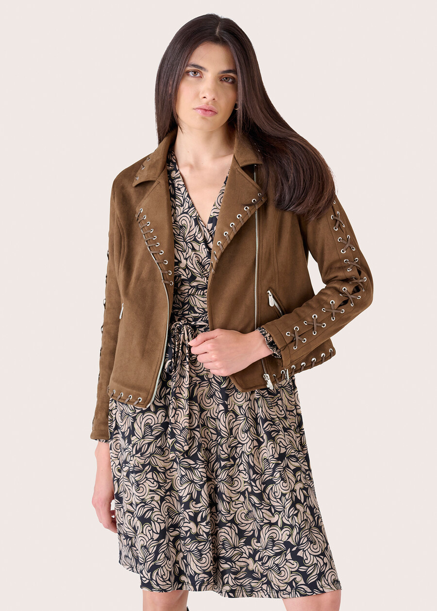 Gianni Jacket in eco-suede MARRONE Woman , image number 2