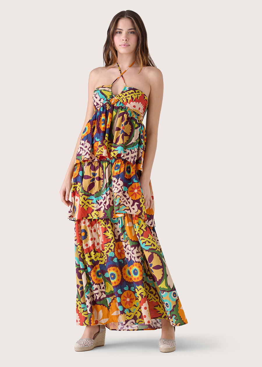 Asko 100% cotton long dress MARRONE CUBANO Woman , image number 2