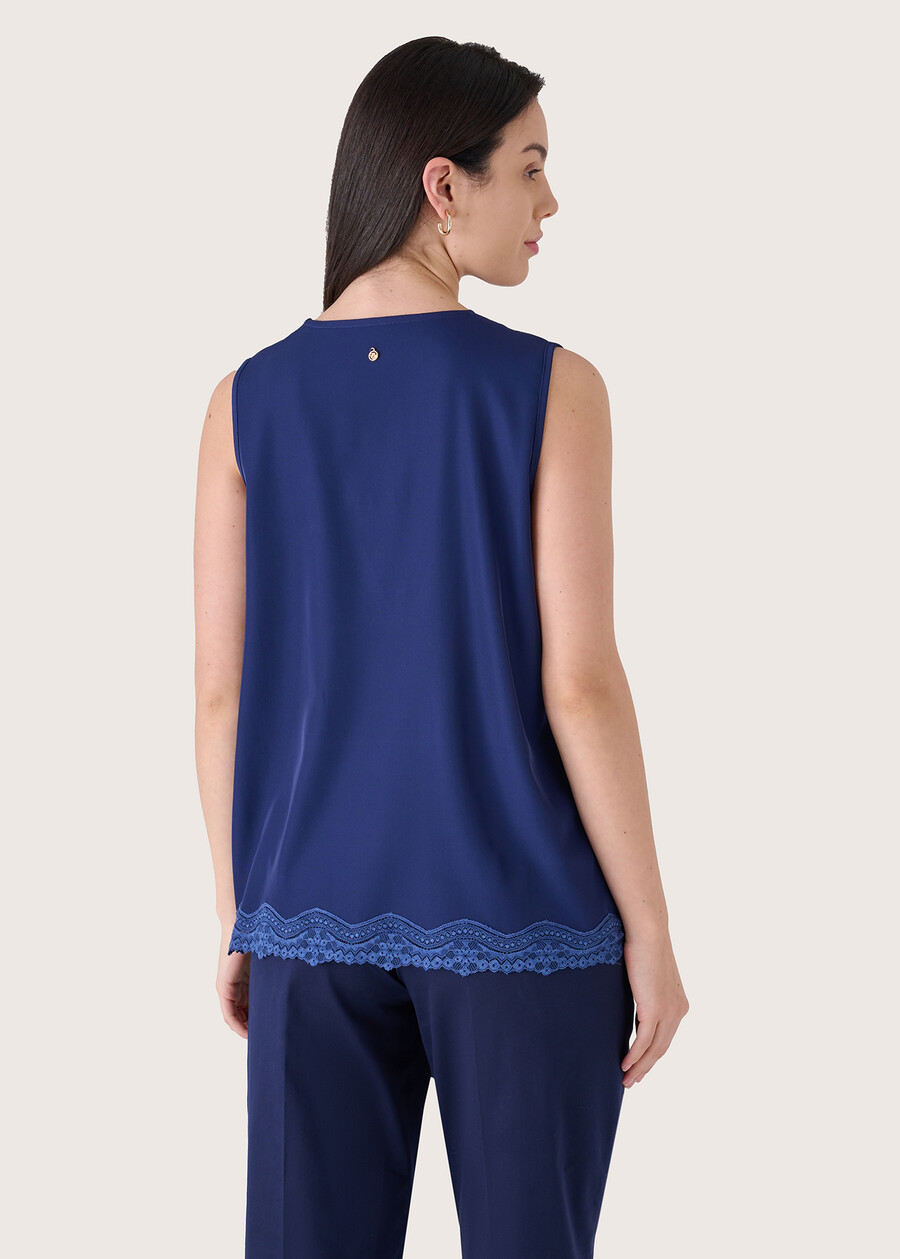 Tea top with lace BLUE OLTREMARE  Woman , image number 4