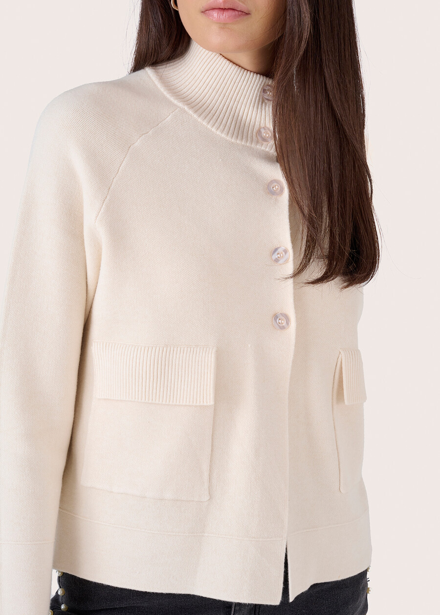 Carol cardigan ith high collar BEIGE LATTEMARRONE JAVA Woman , image number 2