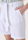 Baiano linen and cotton Bermuda shorts BIANCO WHITEBLUE OLTREMARE  Woman image number 3