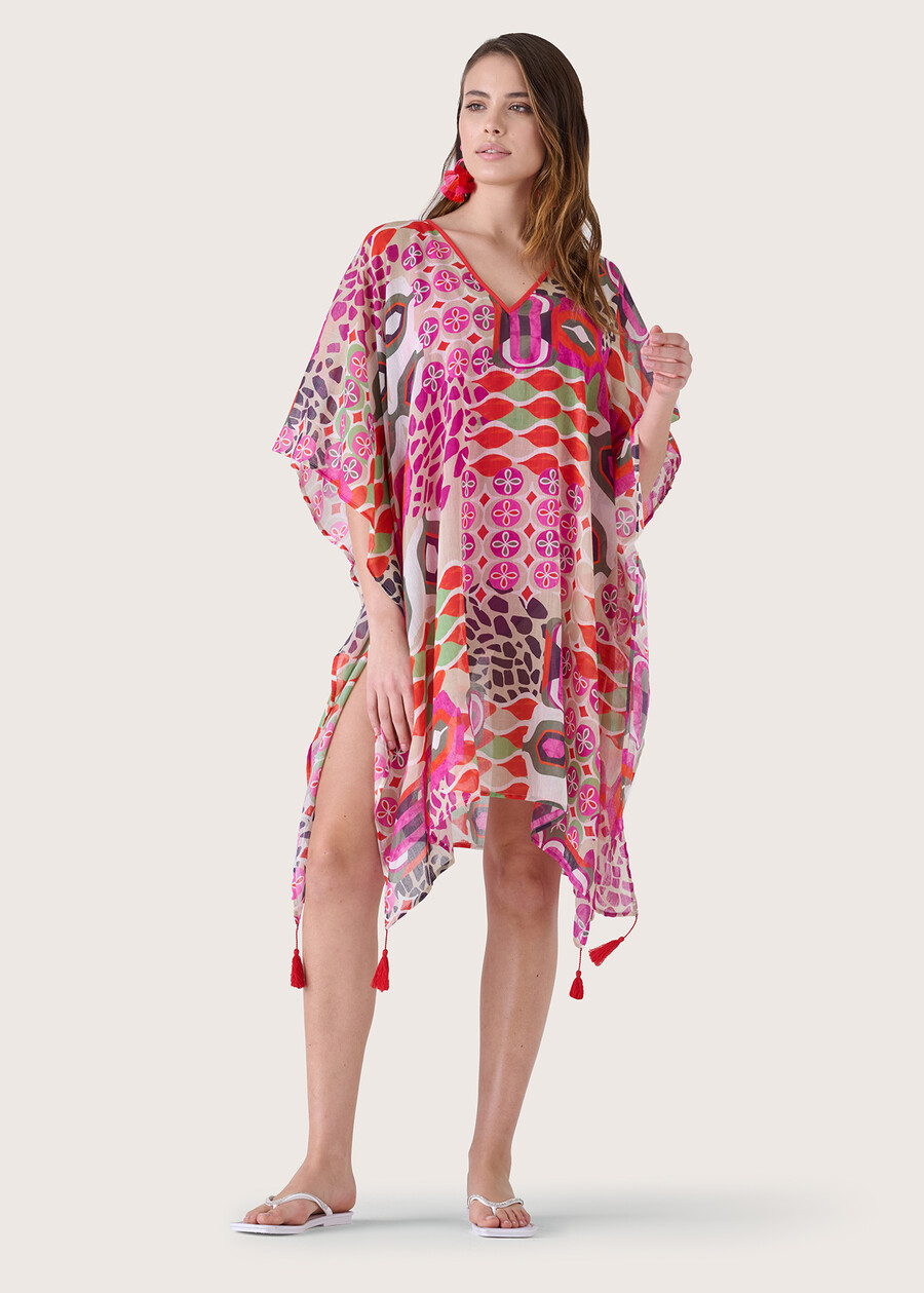 Bacco 100% cotton kaftan ROSA FUCSIA Woman , image number 2