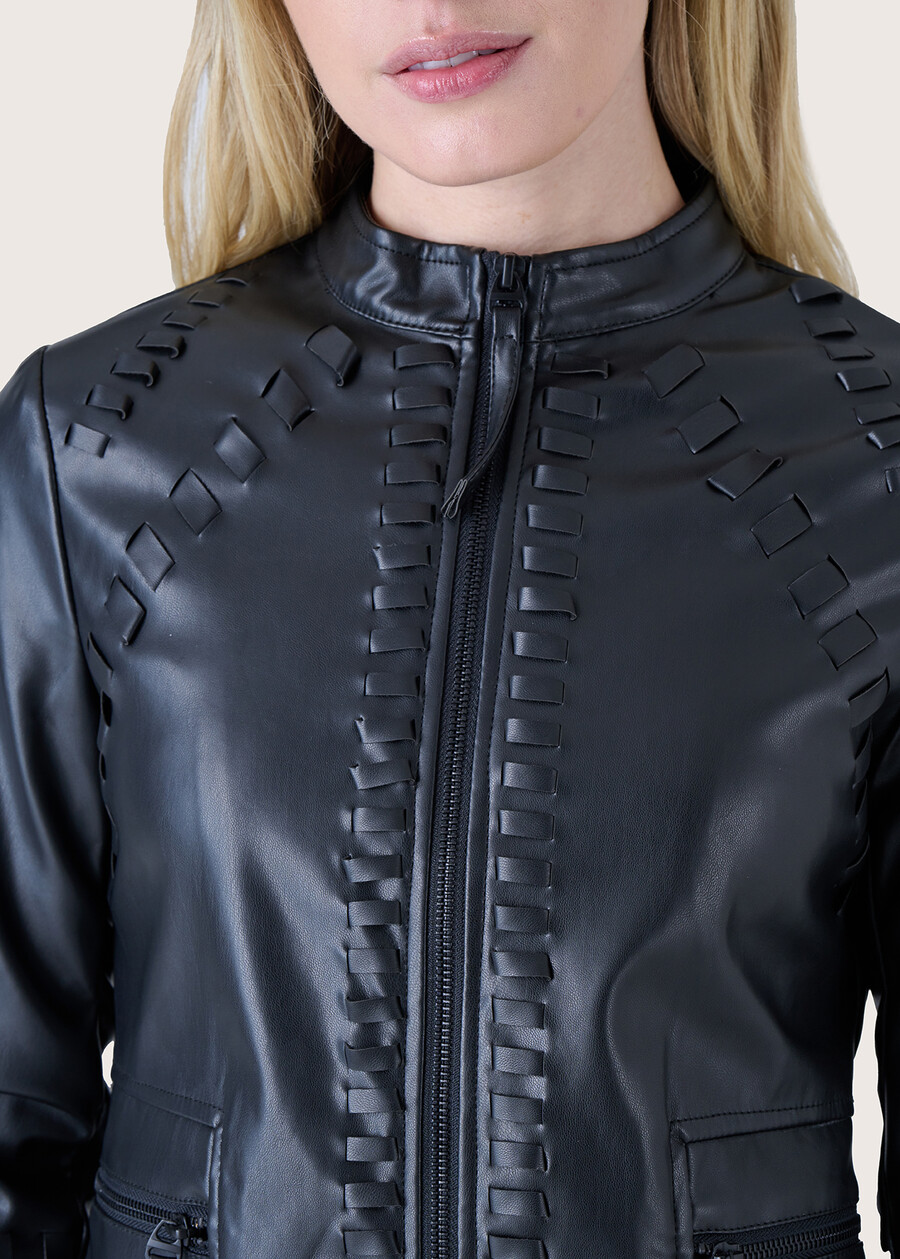 Gil eco-leather jacket NERO BLACKBIANCO ORCHIDEA Woman , image number 3