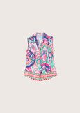 Camicia smanicata Clorinda in satin ROSSO ARAGOSTABLUE OLTREMARE  Donna immagine n. 4