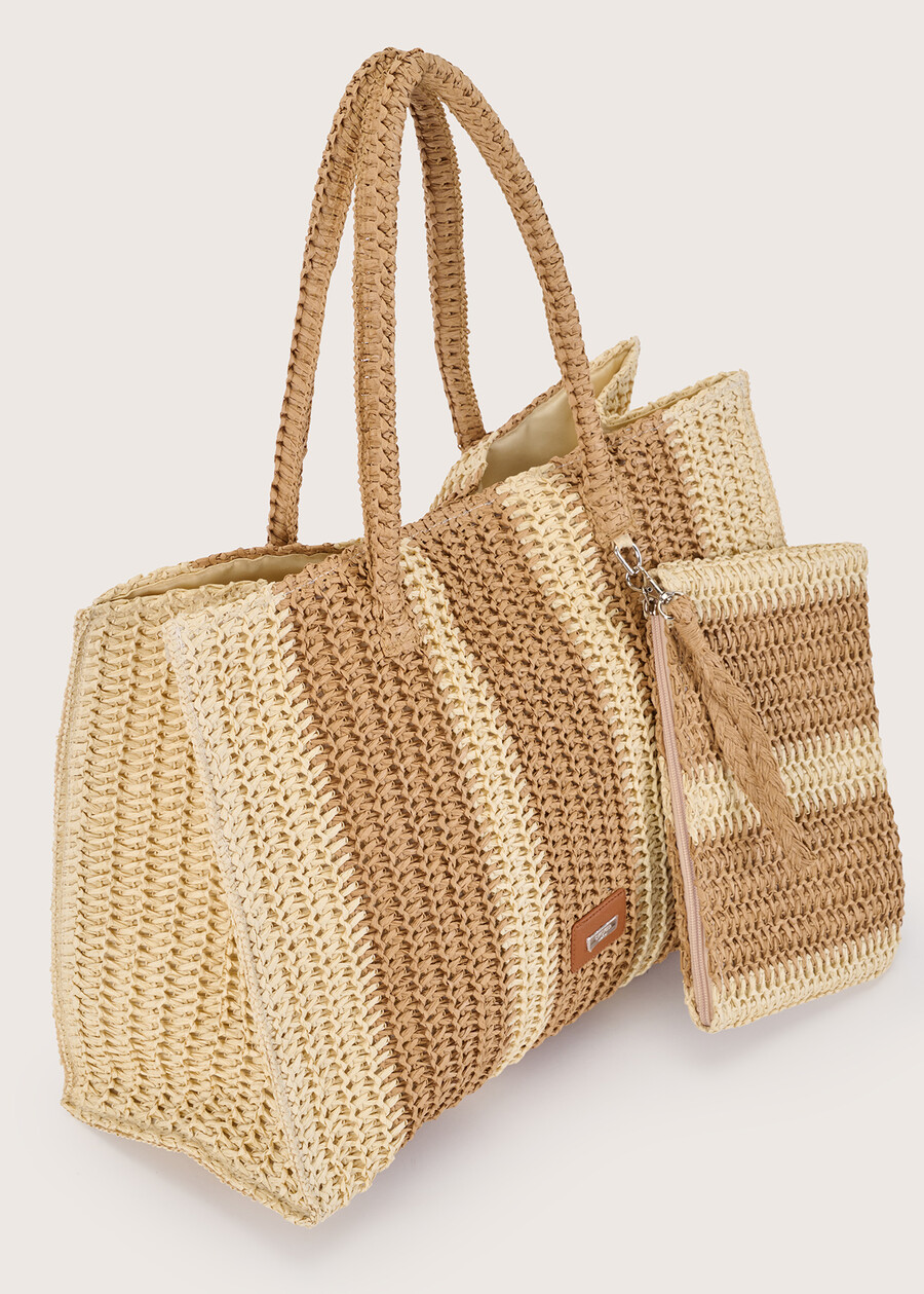 Bicam 100% straw bag BEIGE LIGHT BEIGE Woman , image number 3