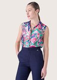 Clorinda satin sleeveless shirt ROSSO ARAGOSTABLUE OLTREMARE  Woman image number 1