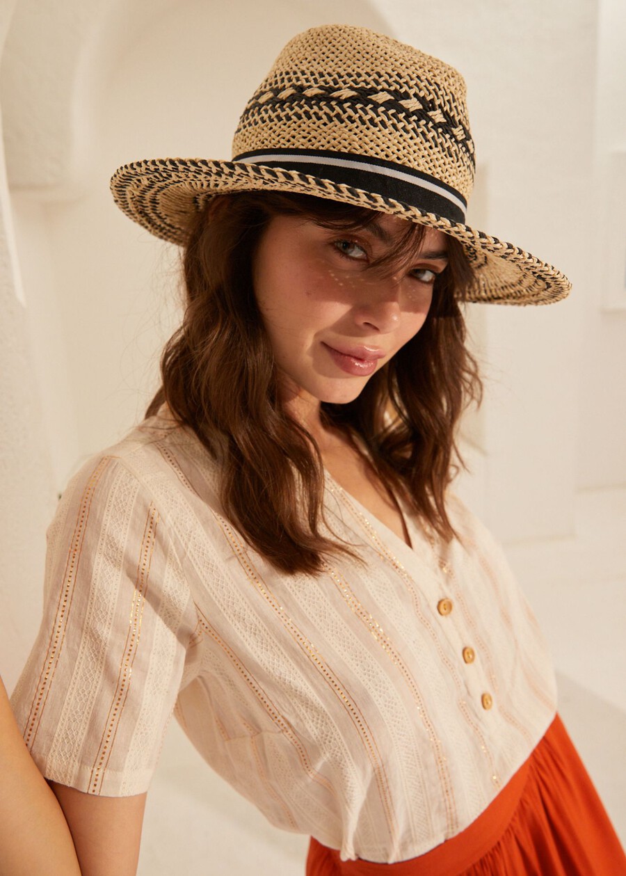 Cillin 100% straw hat BEIGE LIGHT BEIGE Woman , image number 1