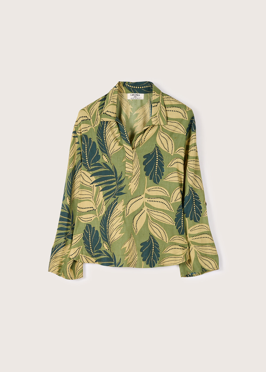 Blanco Blouse with Leaf Print VERDE Woman , image number 5