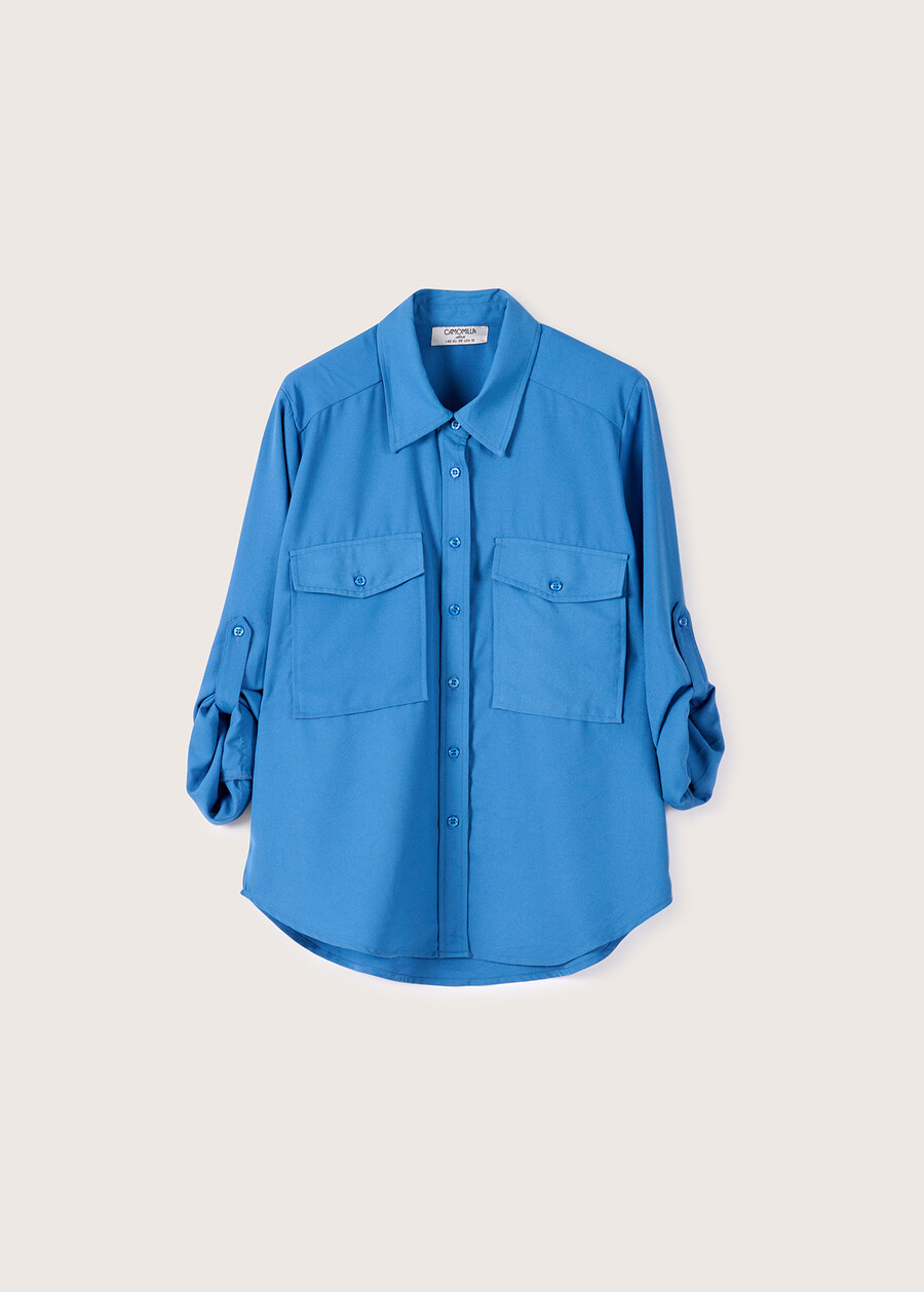 Cairoli crepe shirt BLU AVION Woman , image number 5