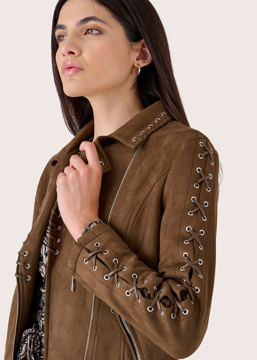 Gianni Jacket in eco-suede MARRONE Woman , image number 3