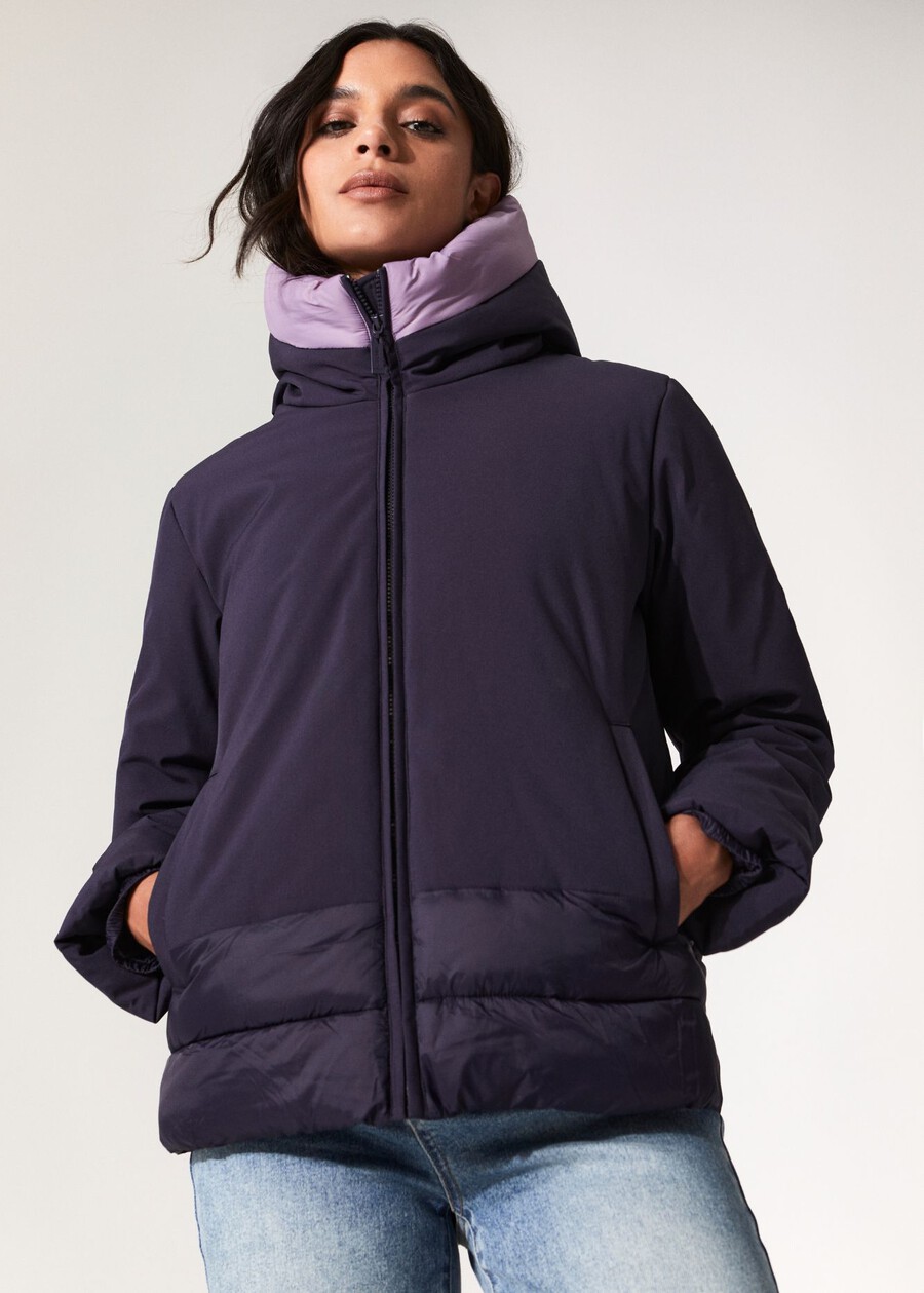 Pump double-fabric down jacket BEIGE LATTEBLUE DARK BLUE Woman , image number 1