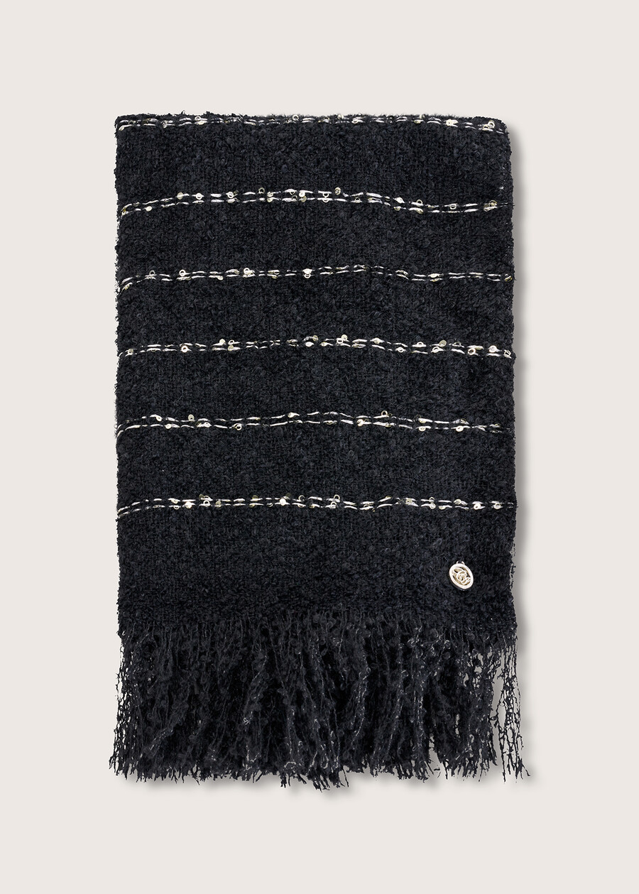 Stona bouclé fabric scarf NERO BLACK Woman , image number 3