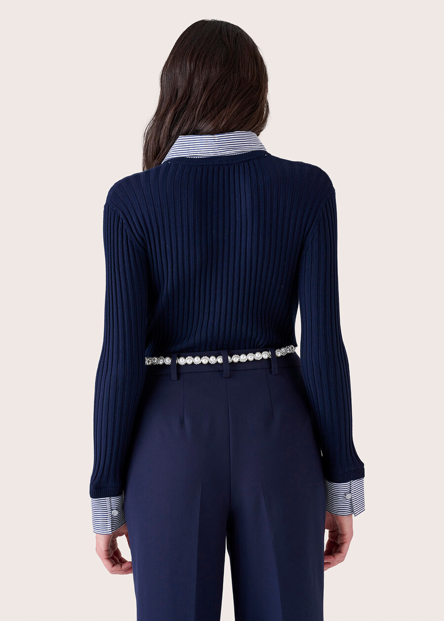 Micol sweater with waist belt BLUE OLTREMARE GRIGIO Woman , image number 3