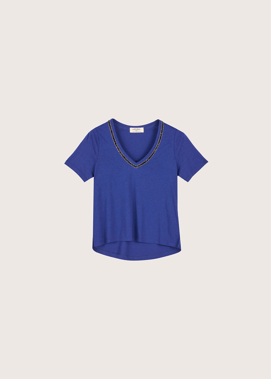 Sali t-shirt with strass BLU MEDIUM BLUEMARRONE CARAMELLO Woman , image number 4