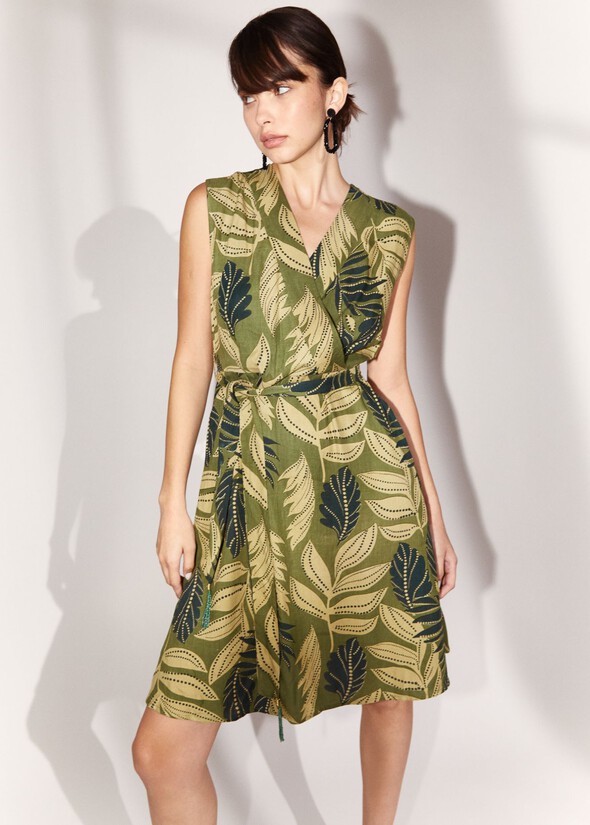 Alan Dress with Tropical Print VERDE Woman null