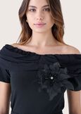 Siesta T-shirt with tulle flower NERO BLACK Woman image number 2