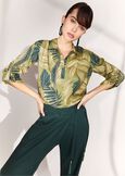 Blanco Blouse with Leaf Print VERDE Woman image number 1