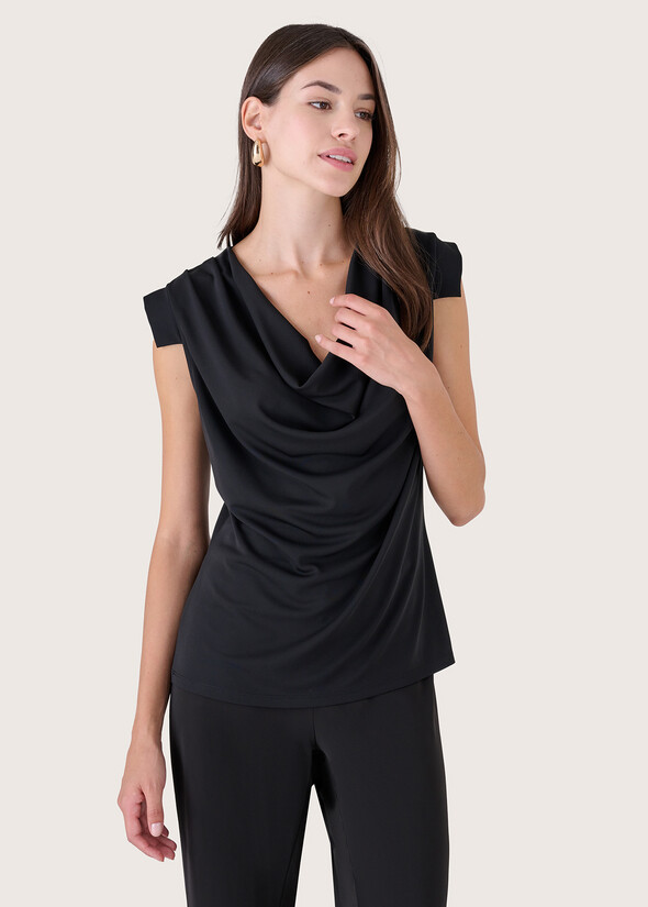 Top Tania in jersey NERO BLACK Donna null