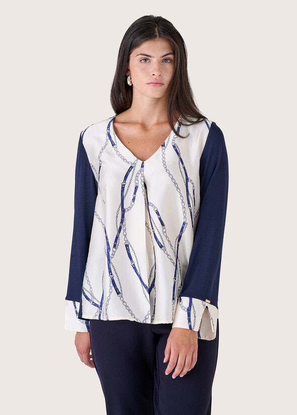 Cassia double fabric blouse BIANCO WHITE Woman null