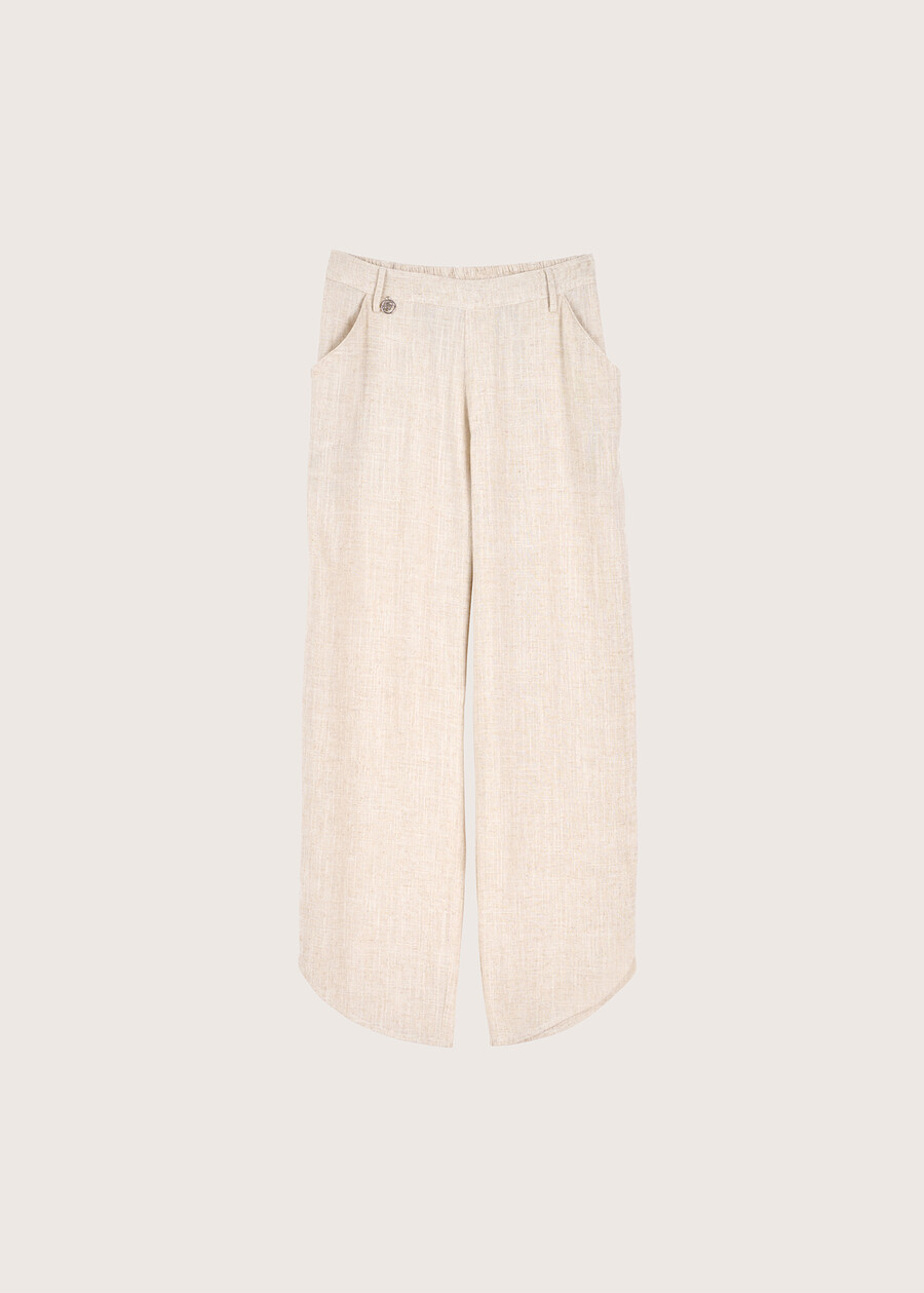 Puka linen and viscose trousers BEIGE NARCISO Woman , image number 5