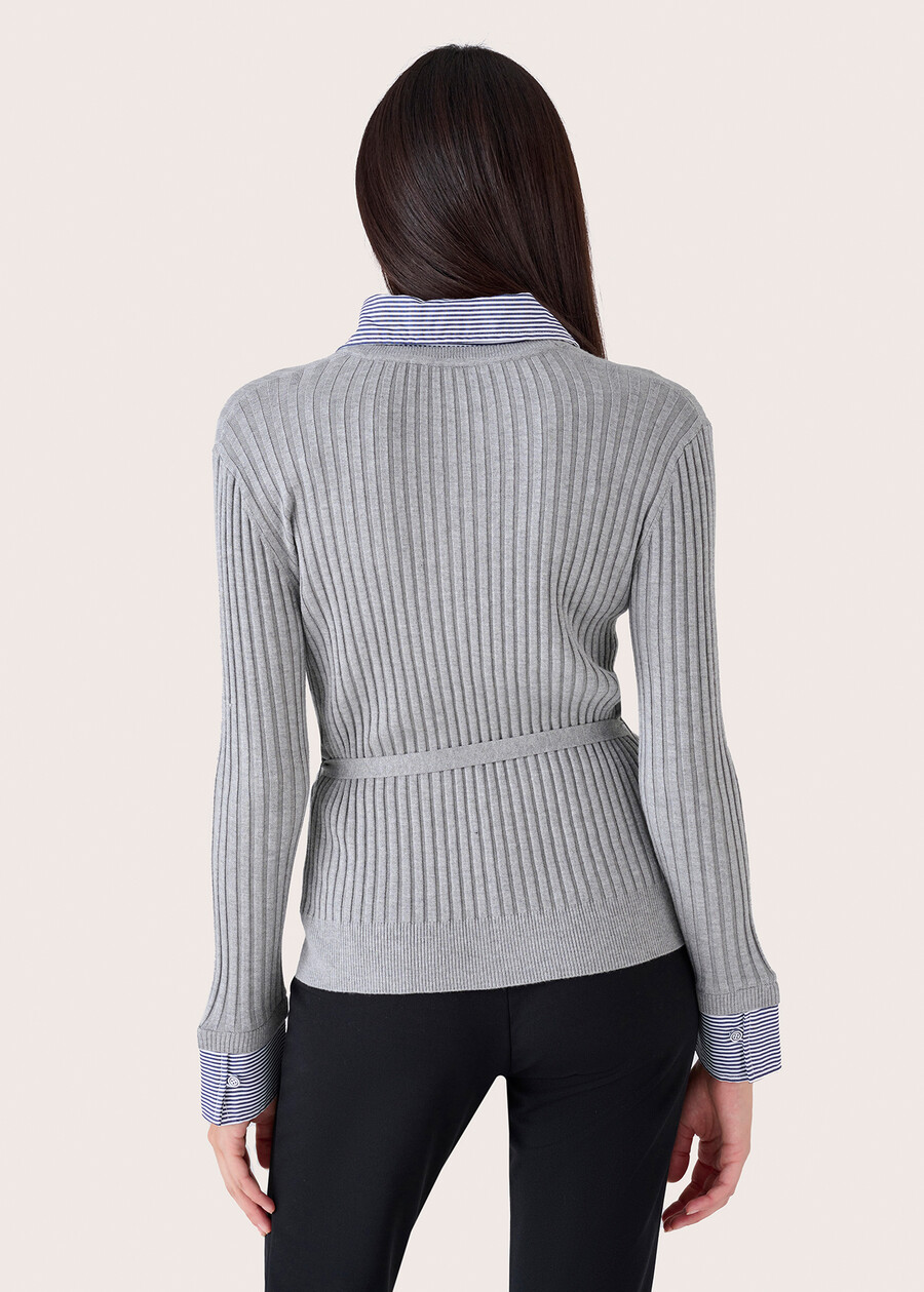 Micol sweater with waist belt BLUE OLTREMARE GRIGIO Woman , image number 3