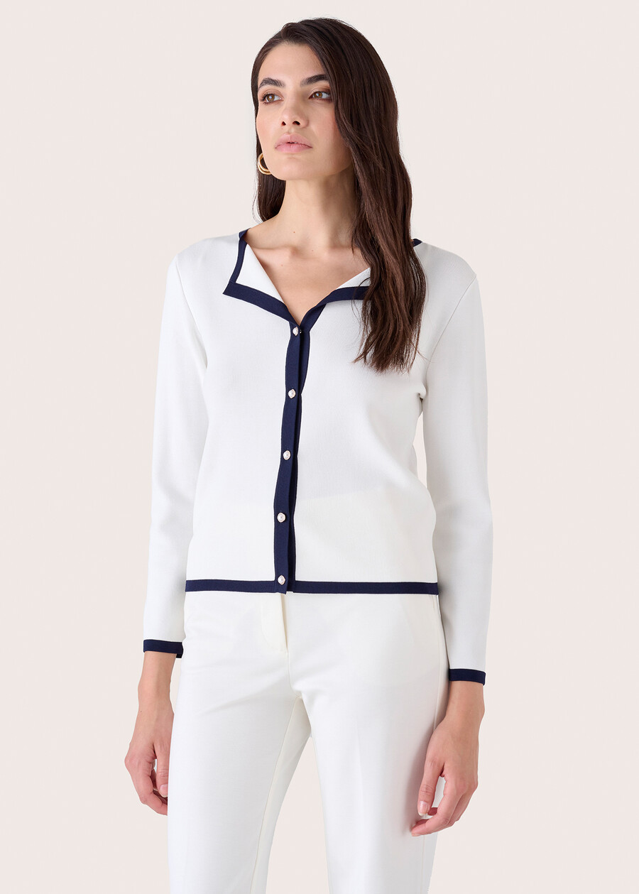 Cillan cardigan with contrasting trims BIANCO Woman , image number 1