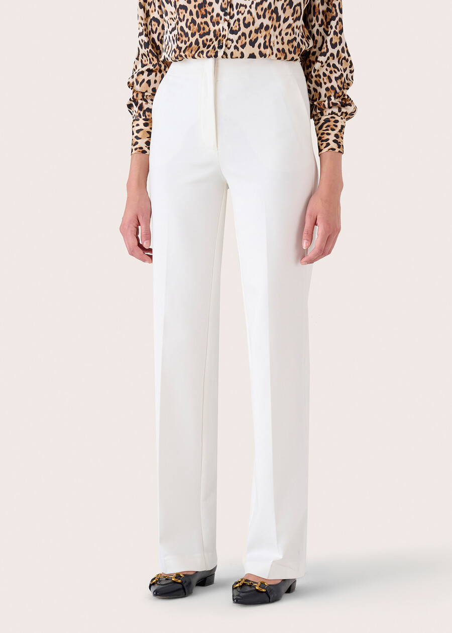 Giorgia trousers in Milano stitch BIANCO WHITENERO BLACK Woman , image number 4