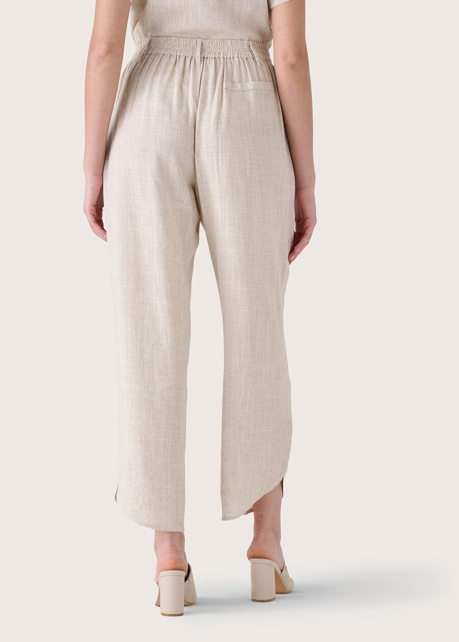 Puka linen and viscose trousers BEIGE NARCISO Woman , image number 4