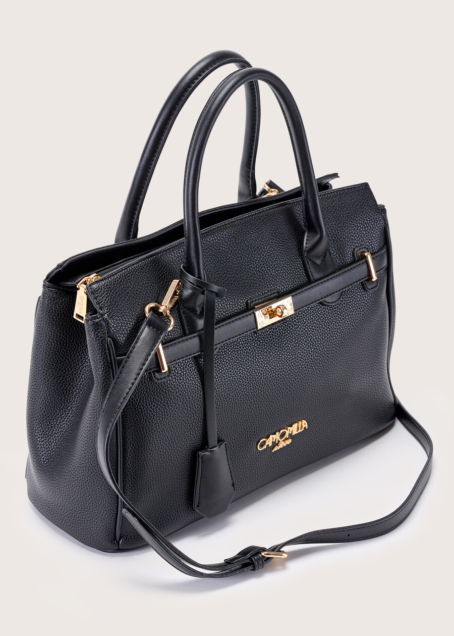 Belly eco-leather shopping bag NERO BLACKBEIGE Woman , image number 4