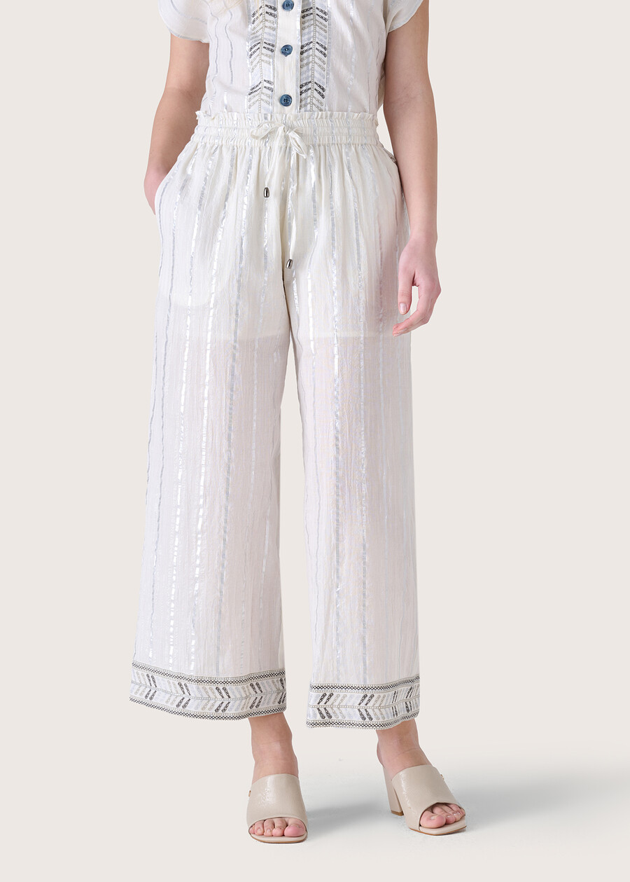 Pantalone Paros in lino e cotone BIANCO ORCHIDEA Donna , immagine n. 2
