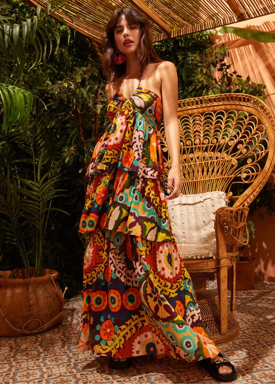 Asko 100% cotton long dress MARRONE CUBANO Woman , image number 1