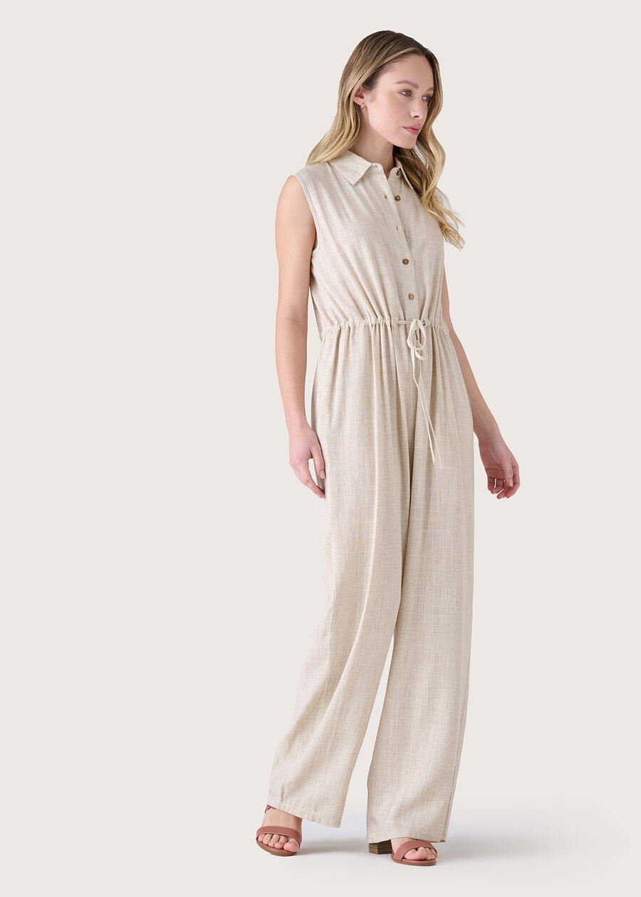 Tommy linen and viscose jumpsuit BEIGE NARCISO Woman , image number 2