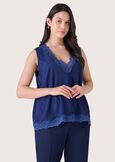 Tea top with lace BLUE OLTREMARE  Woman image number 2